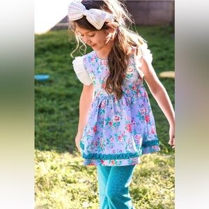 Wildflowers size 6 girls floral tunic top w/ buttons & gorgeous details -beauty!